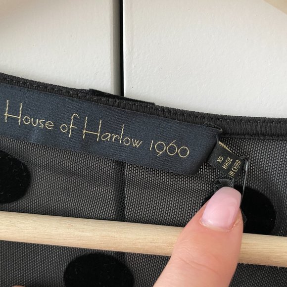 Elegant Black Sheer Polka Dot Top - Picture 4 of 4